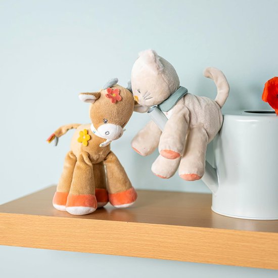Mini-knuffeldier Koe - Pluche Rammelaar - Baby Ontwikkeling - Geïntegreerde Rammelaar - 20 cm - Beige van MINI — afbeelding 5
