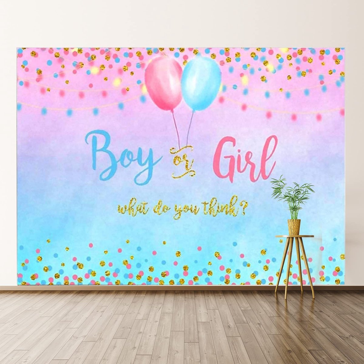 Dailygoods- Achtergrondbanner 210 x 150 cm - Gender Reveal - Baby Shower - Vinyl - Lichtgewicht - Duurzaam - Eenvoudig op te bergen - Fotobanner