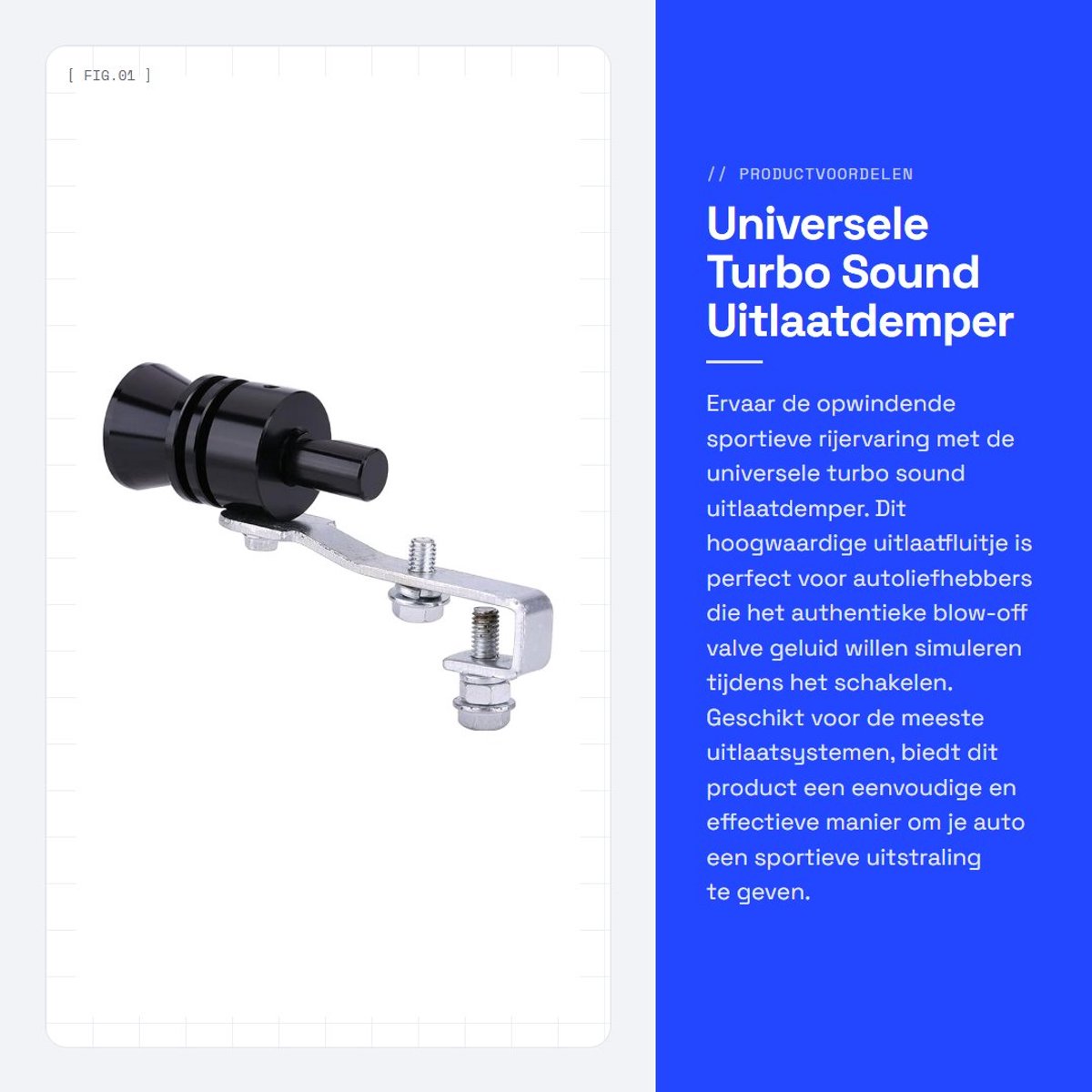 Dailygoods- Uitlaatdemper Universeel Ontwerp - Aluminium Turbo Sound - Blower/Geluid Simulator - Eenvoudige Installatie - Sportieve Rijervaring - Hoogwaardige Geluidskwaliteit - Uitlaatfluitje