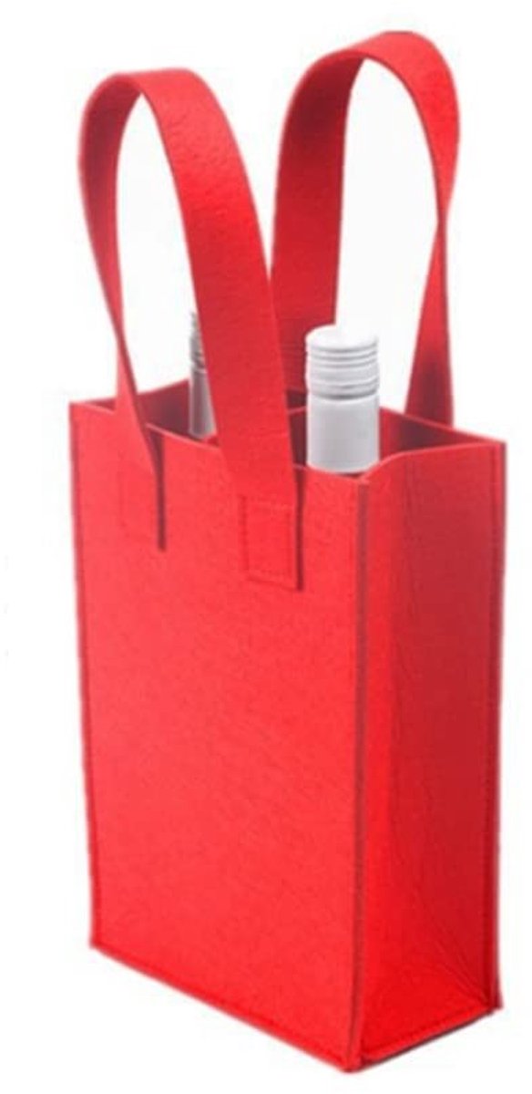 Dailygoods- Wijnzak Herbruikbaar - Vilt Flessentas - Lichtgewicht - Opvouwbaar - Sterk - Comfortabele Grip - Flessenhouder