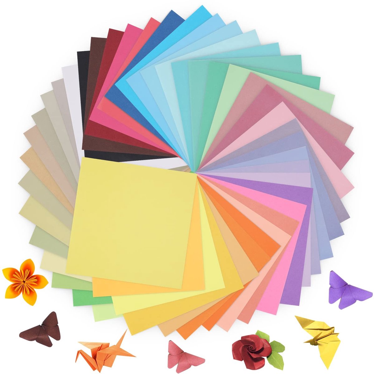 Dailygoods- Origami-papier 50 Kleuren - Dubbelzijdig Gekleurd - Knutselen voor Kinderen - Knutselpapier A4 - 100 Vellen - 15x15 cm
