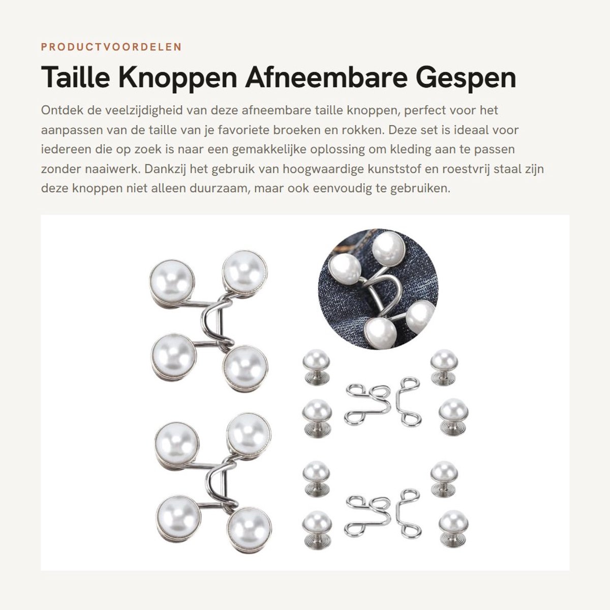 Dailygoods- Broekschoenen - 16 Stuks Knopspelden - Verstelbare Taille Reducer - Huishouden - Kunststof/Roestvrij Staal - Herbruikbaar - Tailleknop