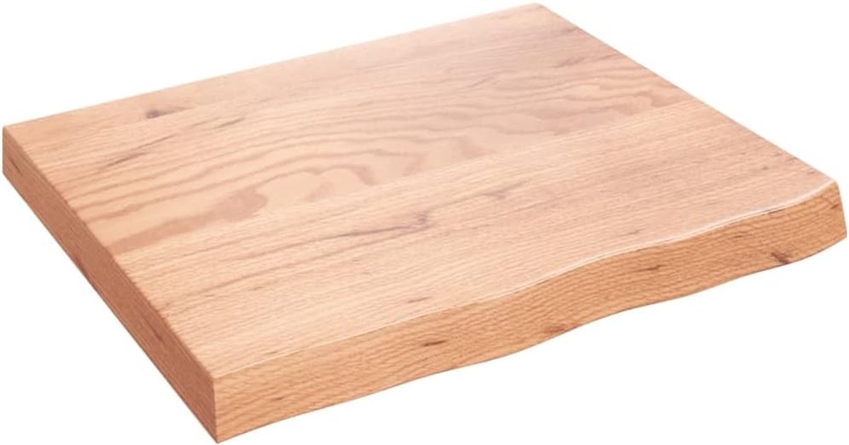 Tafelblad Massief Eiken - Vervangend Blad - Eettafel Opknappen - Handgemaakt Natuurlijke Rand - 60x50 cm - Lichtbruin