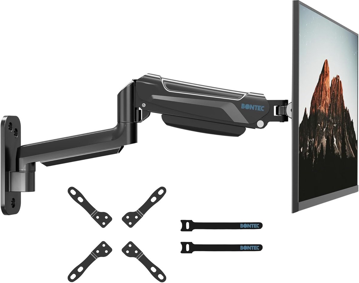 Monitor Muurbeugel - Gasveer Arm - Werkplek Optimaliseren - Volledig Instelbaar - 13-42 Inch - Zwart
