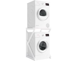 Opbergkast Wasmachine Droger - Stapelset Meubel - Ruimte Besparen - Stabiele Metalen Structuur - 100 kg Capaciteit - Wit