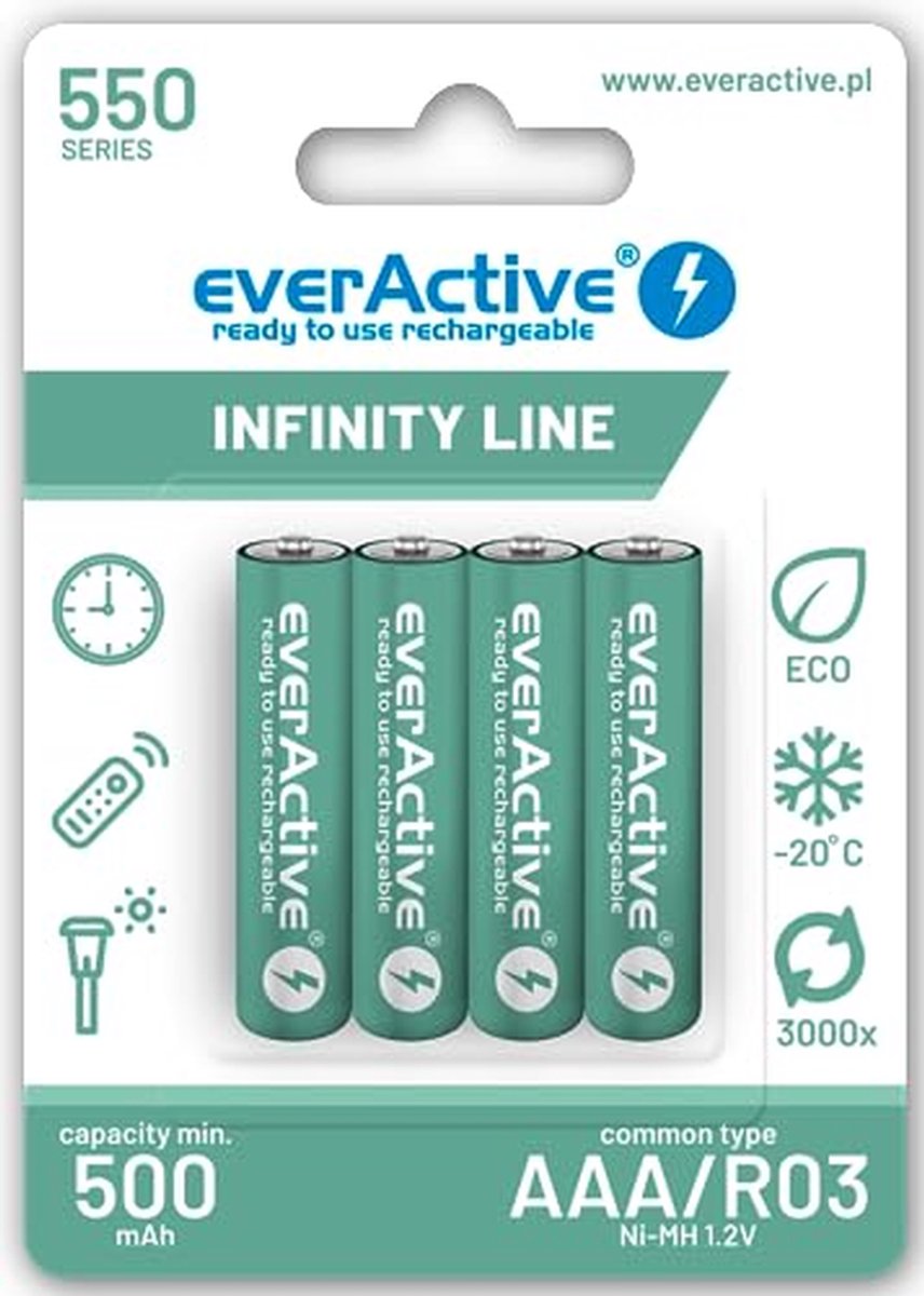 Oplaadbare Batterijen - AAA Batterijen - Apparaten Voeden - Lage Zelfontlading - 4 Stuks 550 mAh - Groen