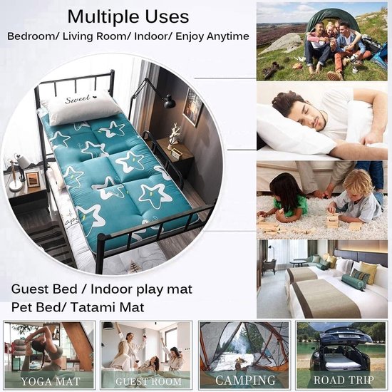 Futon Matras - Vloermat Opvouwbaar - Kamperen en Reizen - 4cm Dikke Vulling - 1.5*2.0m - Grijs — afbeelding 2