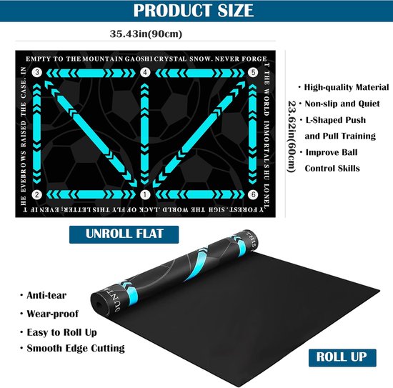 Voetbal Training Mat - Voetstap Mat - Voetwerk Verbeteren - Dikke Zachte Ondergrond - 60 cm - Turquoise — afbeelding 5