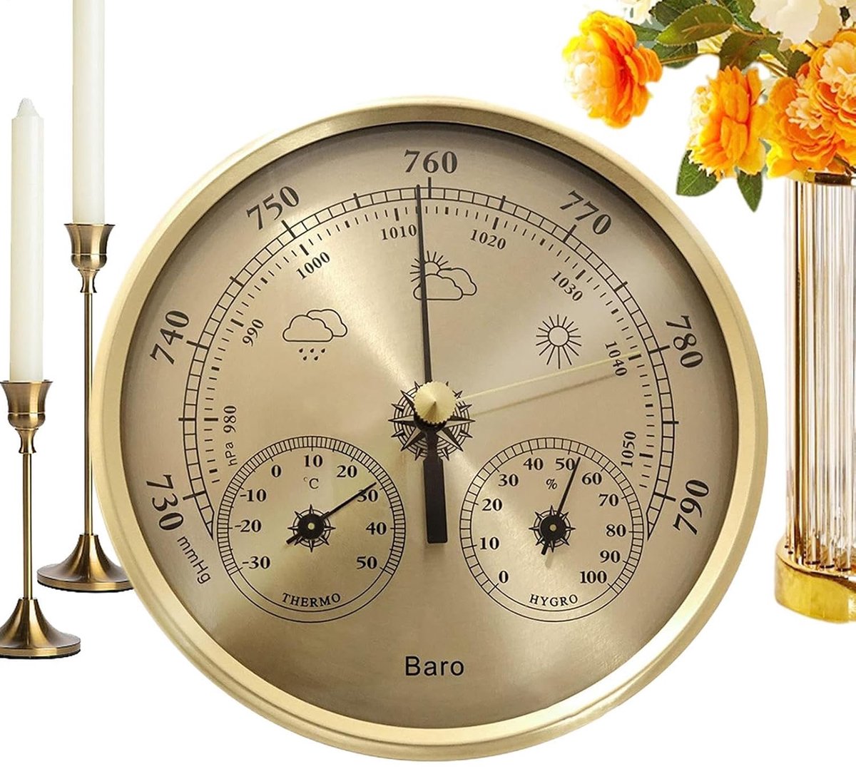 Digitale barometer - Weerstation monitor - Weersvoorspelling thuis - Duidelijke analoge weergave - 130 mm display - Meerkleurig