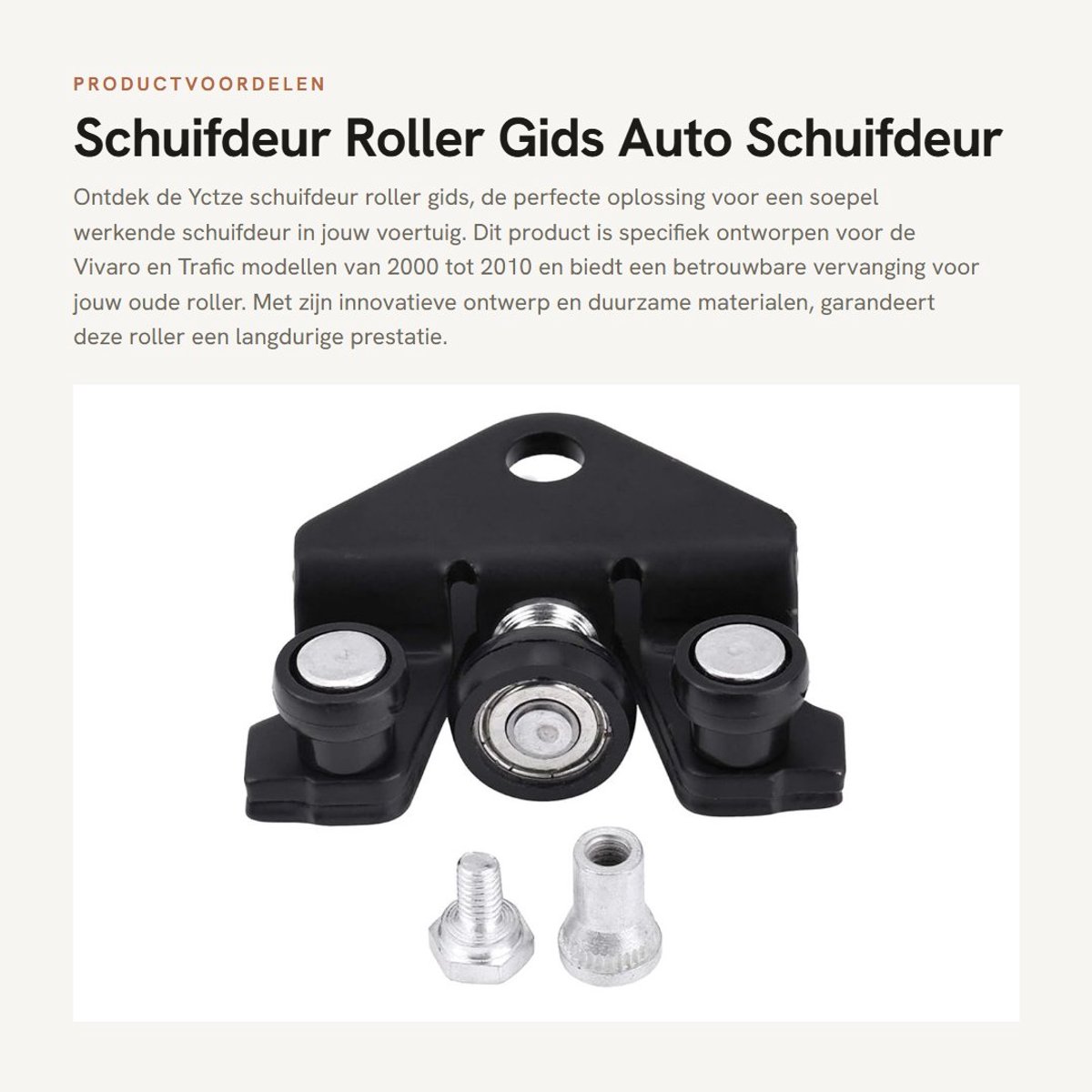 Dailygoods- Schuifdeur Roller - Gids voor Auto - Schuifdeur Roller voor Vivaro - Schuifdeur Roller voor Trafic 2000-2010 - Hoge Prestaties - Stabiele Prestaties - Deurrubber