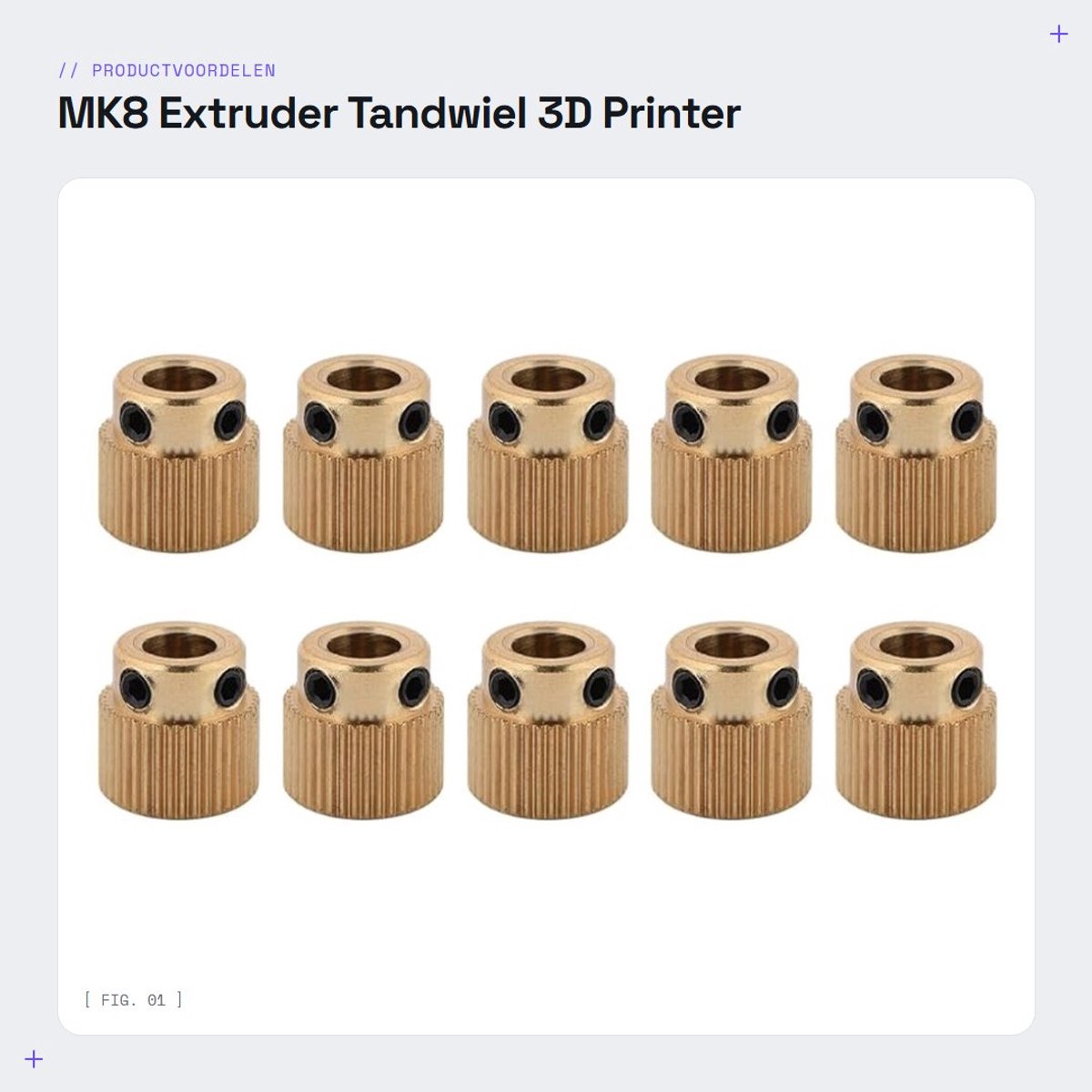 Dailygoods- Extruder Tandwiel 10 Stuks - Messing - 40 Tanden - 3D Printer Accessoires - Duurzaam - Betrouwbare Kwaliteit - 3D Printer Onderdelen