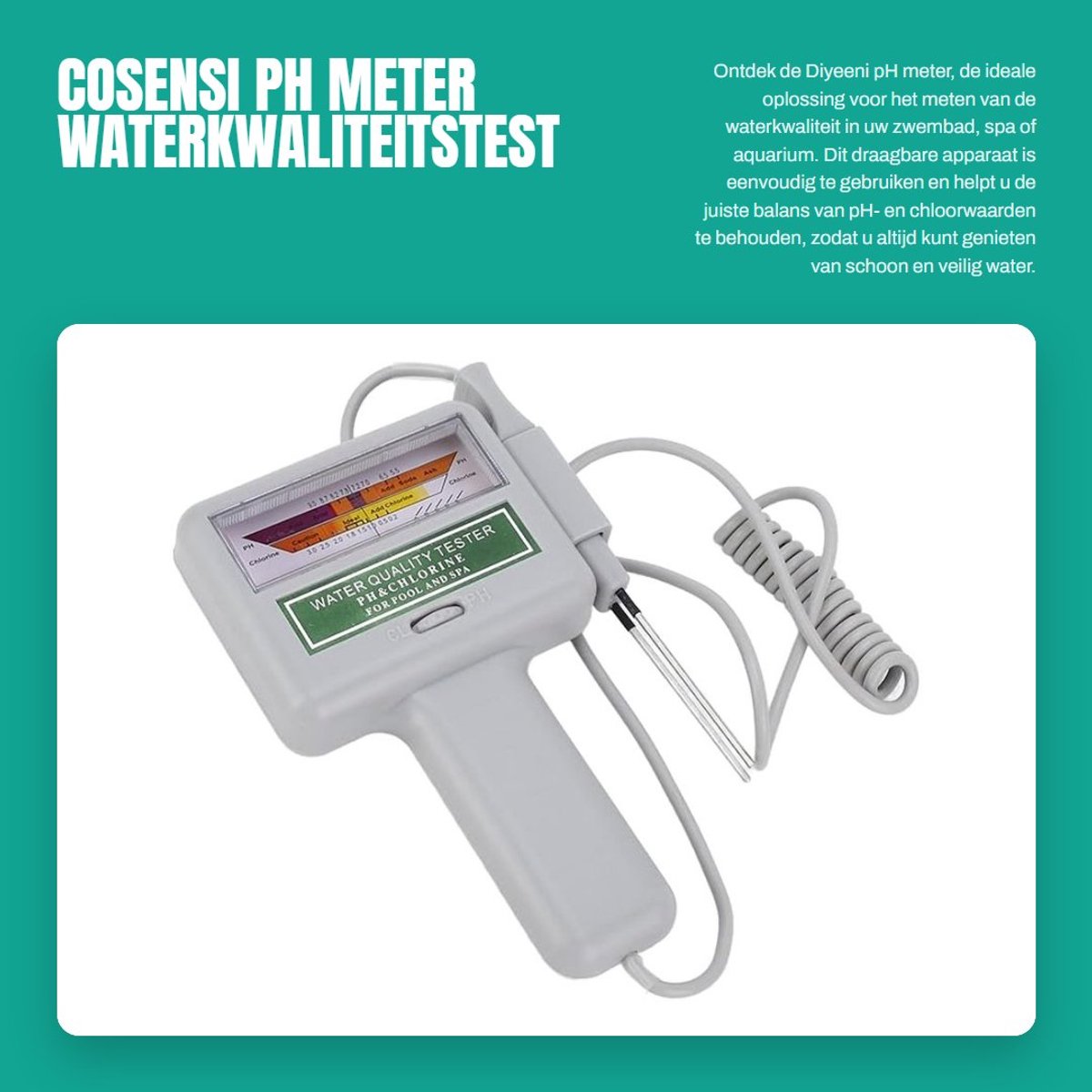 Dailygoods - pH meter - portable water quality tester - chlorine test - spa gebruik - nauwkeurige metingen.