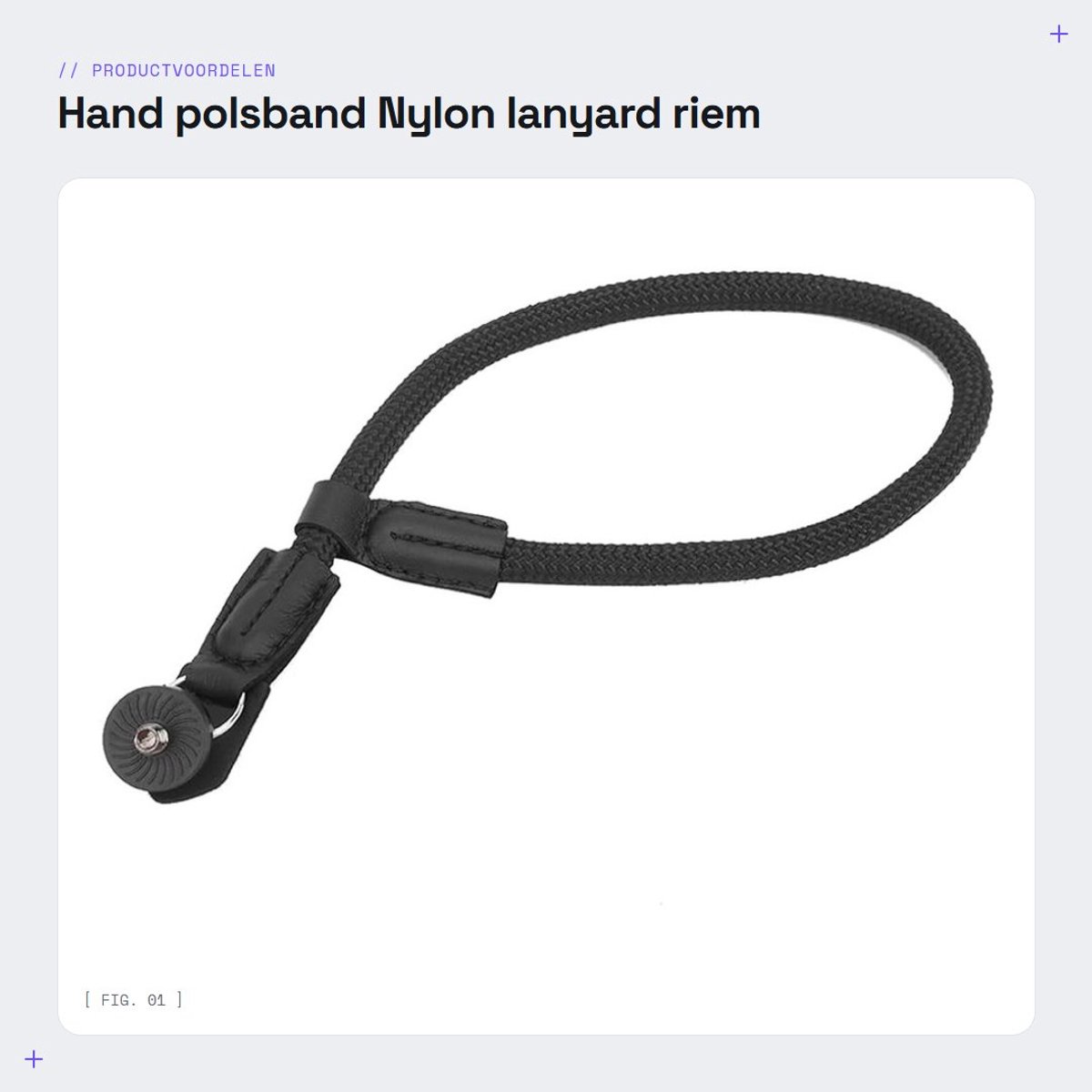 Dailygoods - Hand polsband - Nylon lanyard riem - Veilig en duurzaam - Zwart - Geschikt voor Osmo Mobile - Camera stabilisator