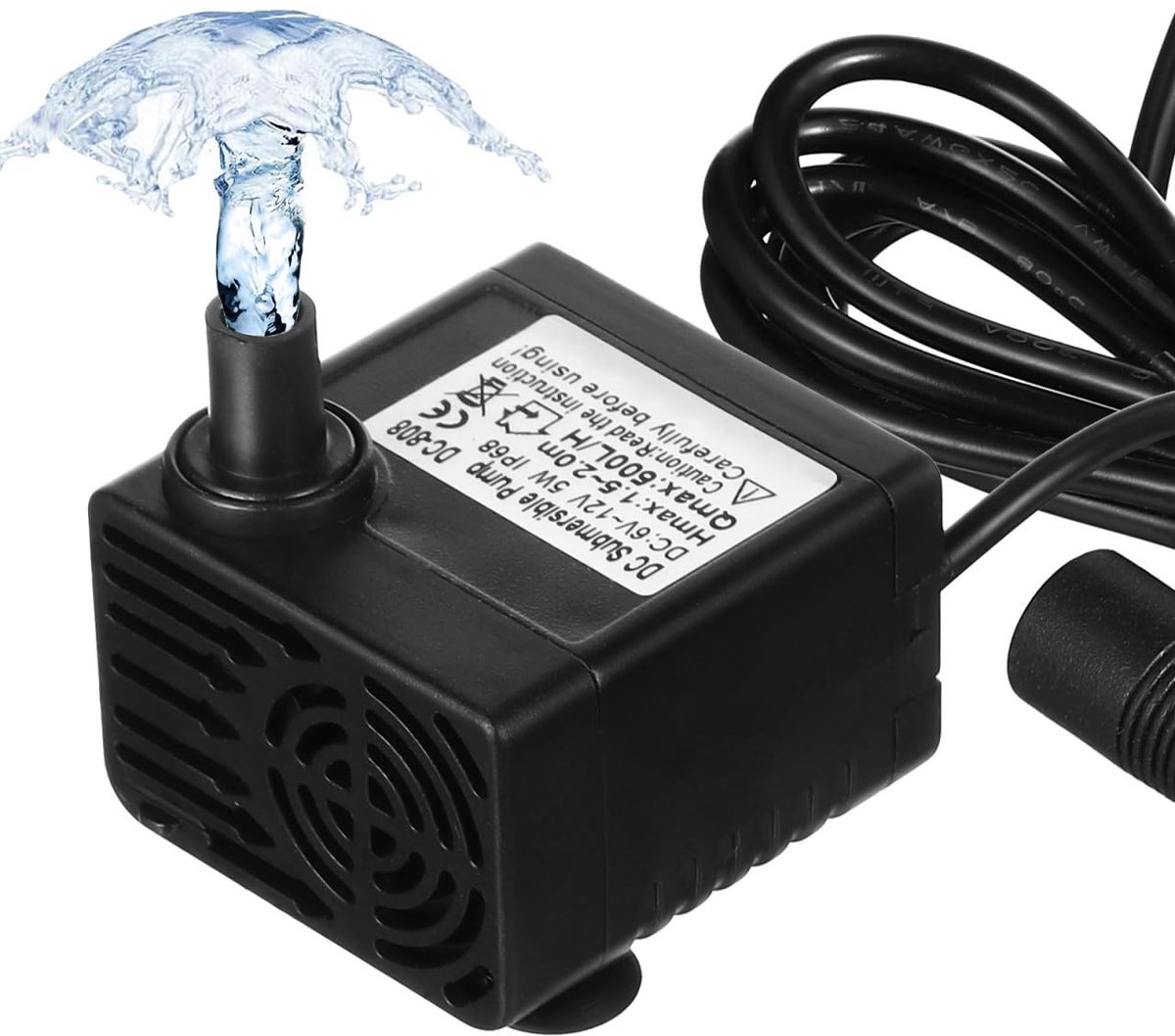 Dailygoods - Vijverpomp - Dompelpomp - Mini-waterpomp met instelbare stroom - Zwart - 500 l/h - Geschikt voor aquarium en kamerfontein