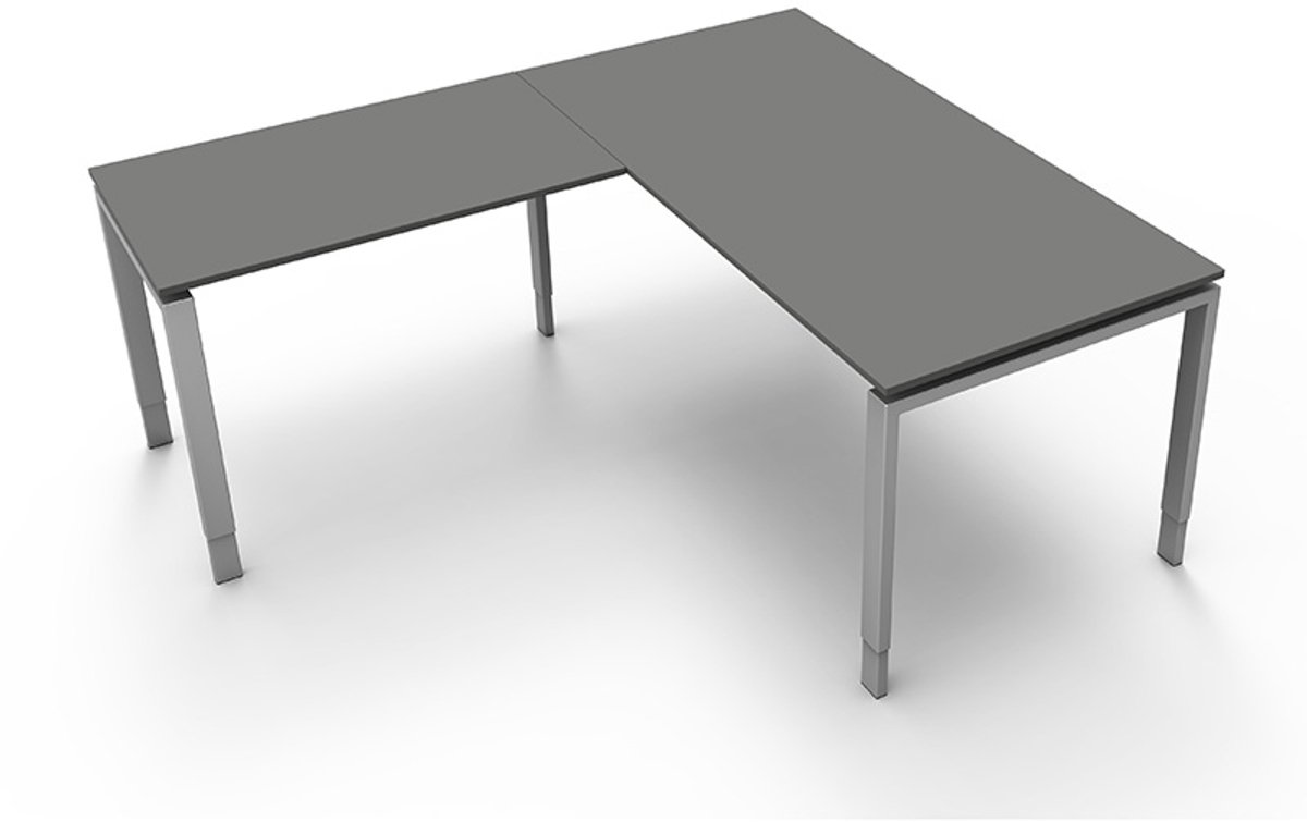 Hoekbureau Beta 160cm grijs hoogte verstelbaar