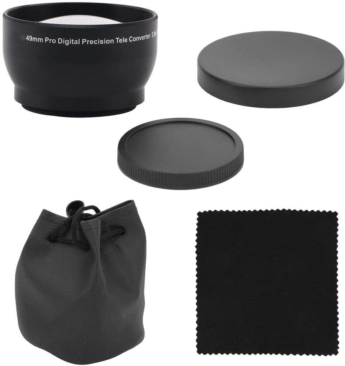 Dailygoods- Telelens 49 mm - 2x Vergroting - Optisch Glas - Geschikt Voor Cameralenzen - Inclusief Opbergtas - Scherptediepte Effect - Camera Lens