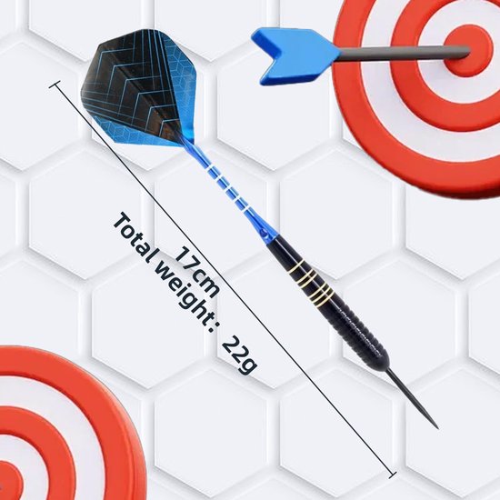 Dailygoods - Professionele Darts - Set van 3 - Ideaal voor Recreatie en Training - Blauw - Lichtgewicht Darts - Geschikt voor Iedereen - 22g van Dailygoods — afbeelding 4