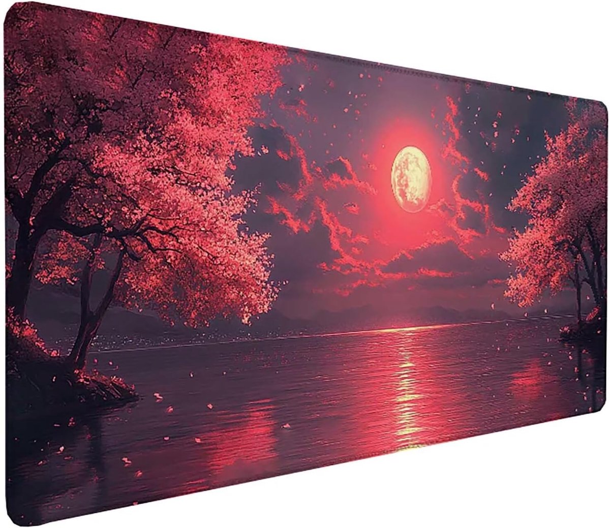 XXL Muismat - Bureau Onderlegger - Vloeiende Beweging - Genaaide Randen - 100x50 cm - Roze