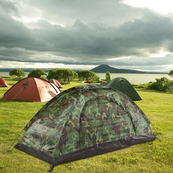 Campingtent 1 Persoon – 180 x 90 x 85 cm – Camouflage – Waterbestendig – Inclusief Draagtas — afbeelding 4
