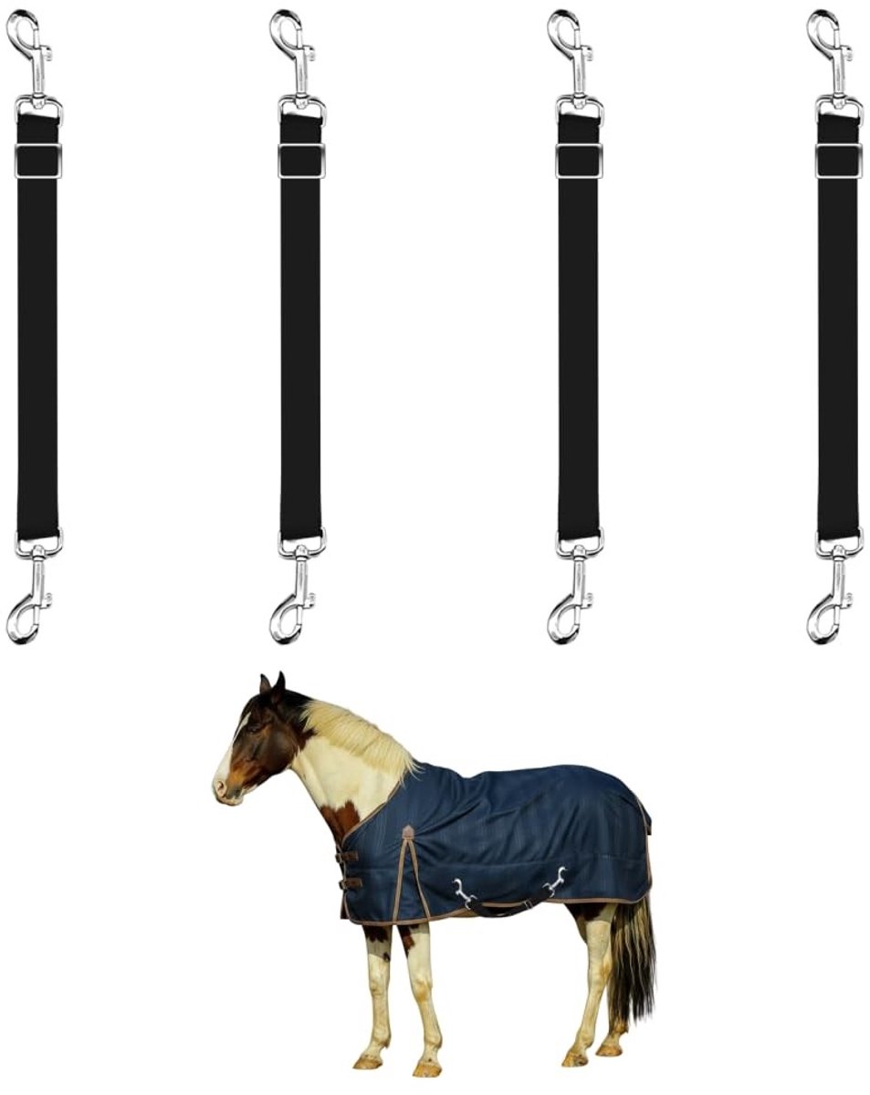 Dailygoods- Dijbanden Set van 4 - Verstelbare Elastische Banden - 360° Rotatie - Robuust en Betrouwbaar - Stabiele Pasvorm - Trek- en Slijtvast - Paardendeken