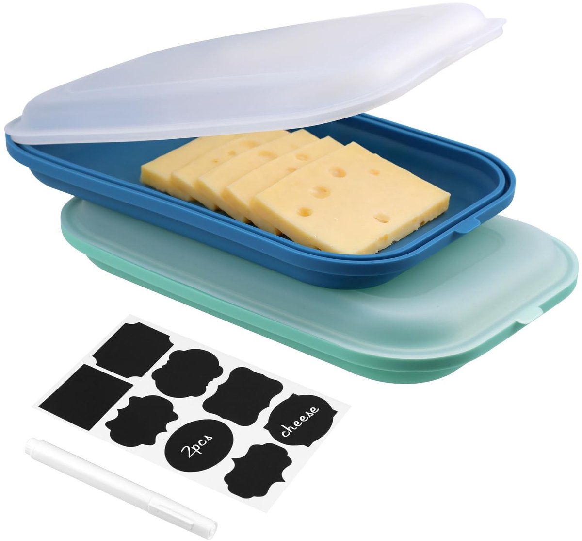 Dailygoods- Vershouddozen Set van 2 - Siliconenmateriaal - Luchtdicht Deksel - Stapelbaar - Voor Vriezer/Magnetron - Houdbaarheid Verlengen - Voedselcontainer