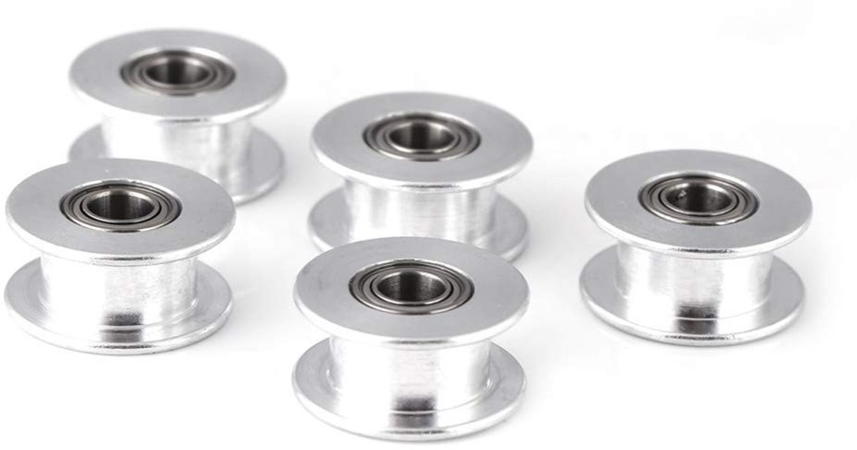 Dailygoods- Riemschijf hoogwaardig aluminium 6 mm - 2GT/10 mm breed - 16T/20T - 3 mm/5 mm boring - 5 stuks/set - Tandeloos - Tandwiel