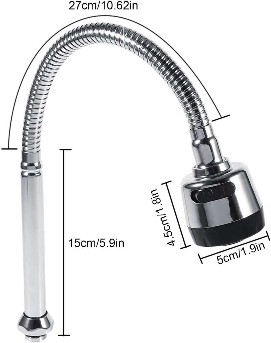 Dailygoods- Keukenkraan 360° draaibaar - 304 roestvrij staal - Aerator/sproeikop - Duofunc