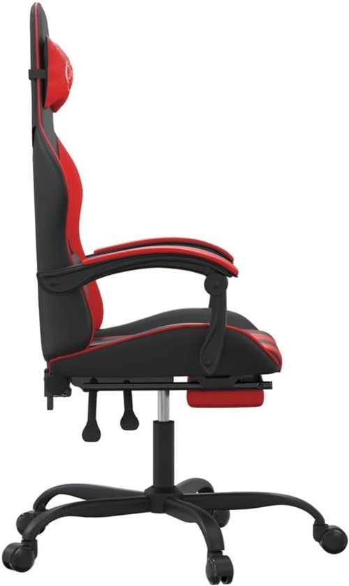 Gamingstoel met voetensteun - Comfortabele bureaustoel - Ontspannen gamen - Verstelbare rugleuning - Max 110 kg - Zwart rood — afbeelding 5
