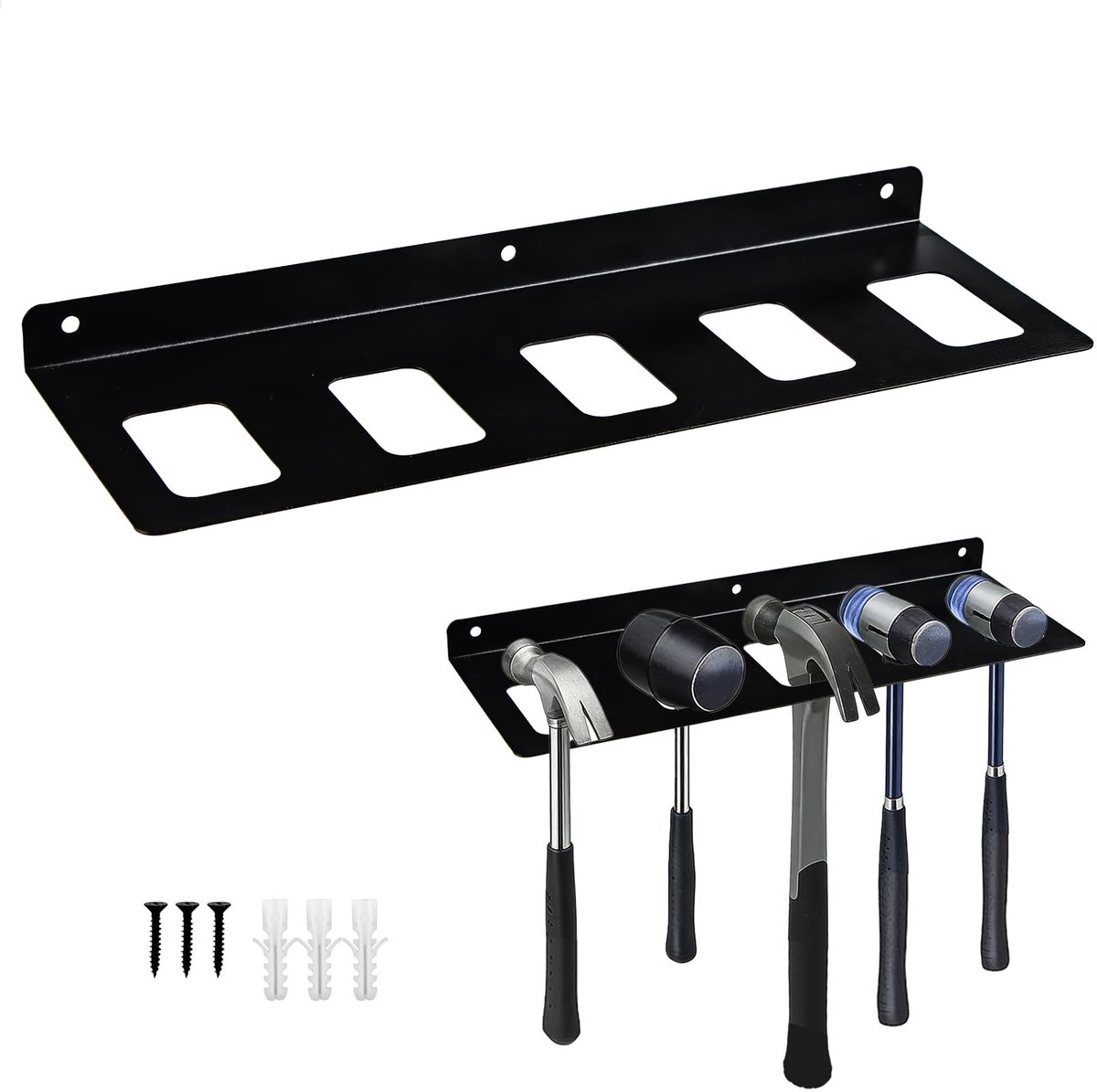 Dailygoods- Gereedschapshouder - Sterk Metaal - 5 Opbergvakken - Wandhouder - Bithouder - Eenvoudige Installatie - 30 × 10 cm - Gereedschapsrek
