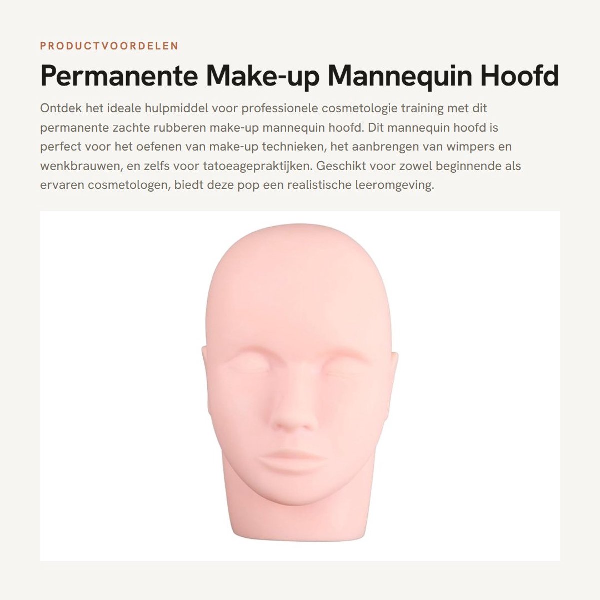 Dailygoods- Make-up Mannequin Zacht Rubber - Professionele Cosmetologie Training - Lippen/Wenkbrauwen/Wimpers - Tatoeage Praktijk - Valse Huid - Schokbestendig - Make-up Pop
