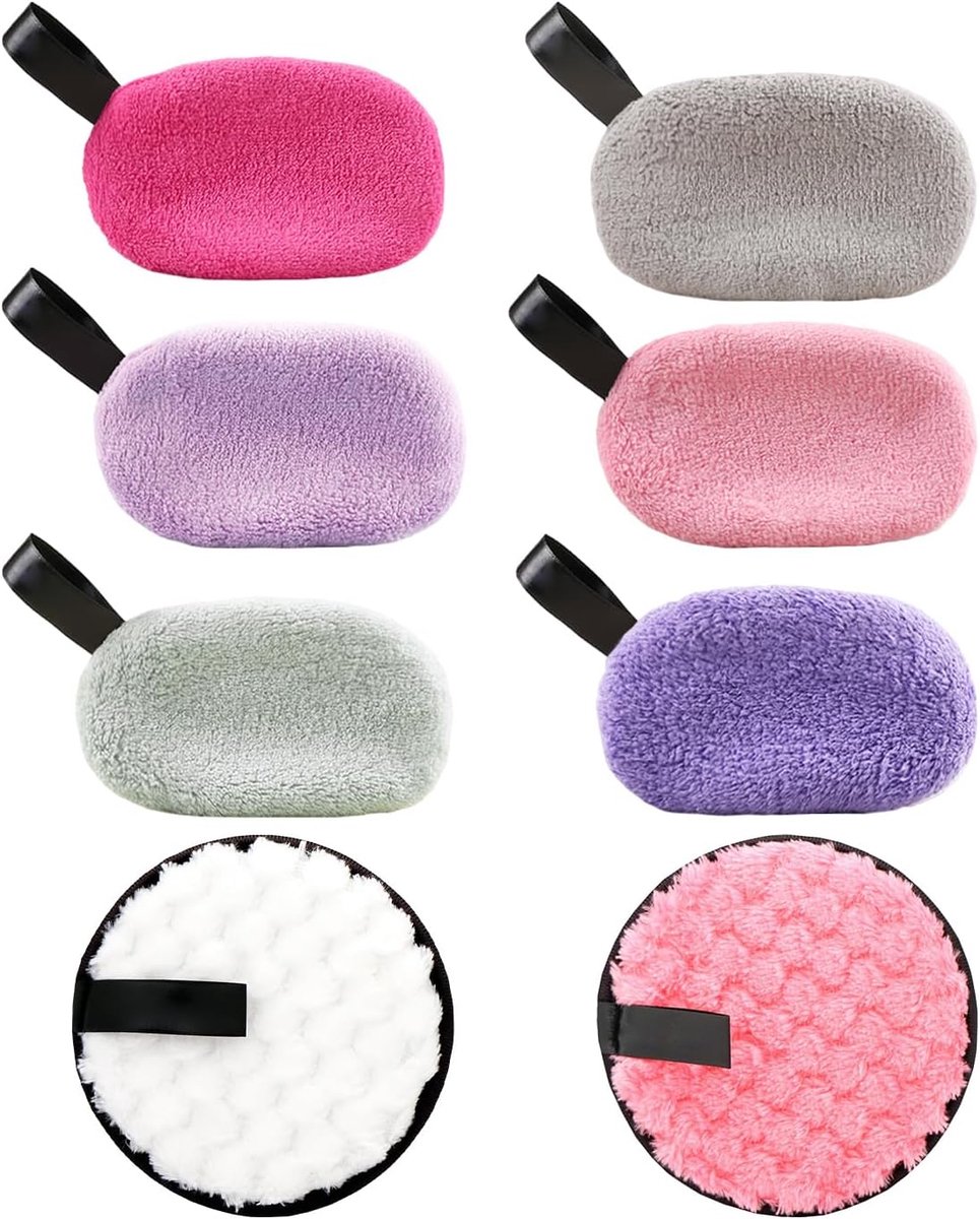 Make-up Remover Doekjes - Gezichtsreiniging Wipes - Dagelijkse Reiniging - Herbruikbaar Zacht Materiaal - 8 Stuks - Mix Kleuren