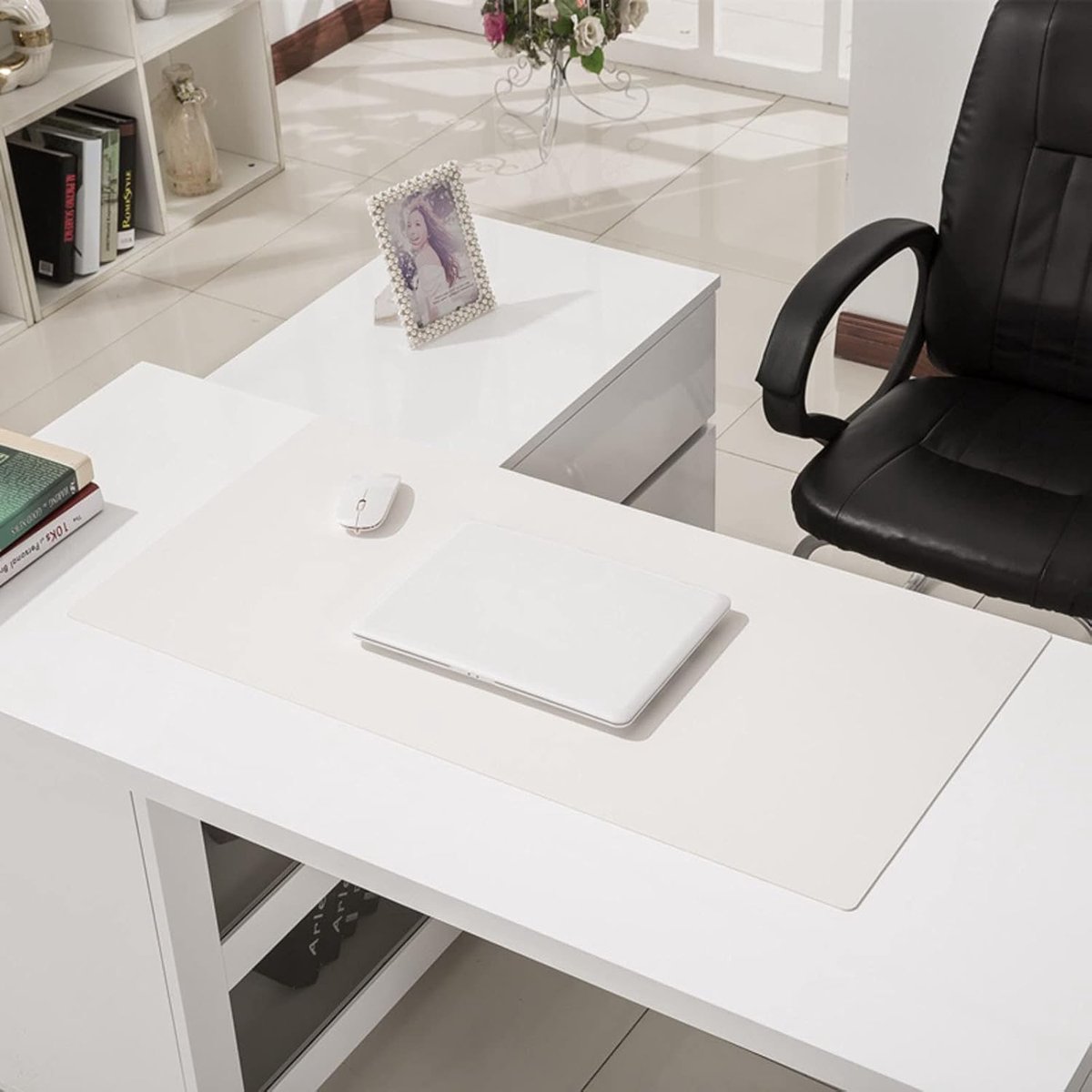 Bureau Mat - Beschermende Onderlegger - Bureau Beschermen - Waterproof PU Leer - 60x90cm - Wit