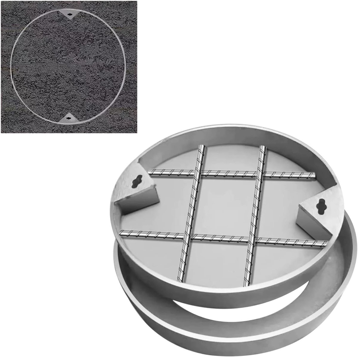 Putdeksel met frame - Inbouw deksel - Bestrating afdekken - Onzichtbaar ontwerp - Diameter 800 mm - Zilver