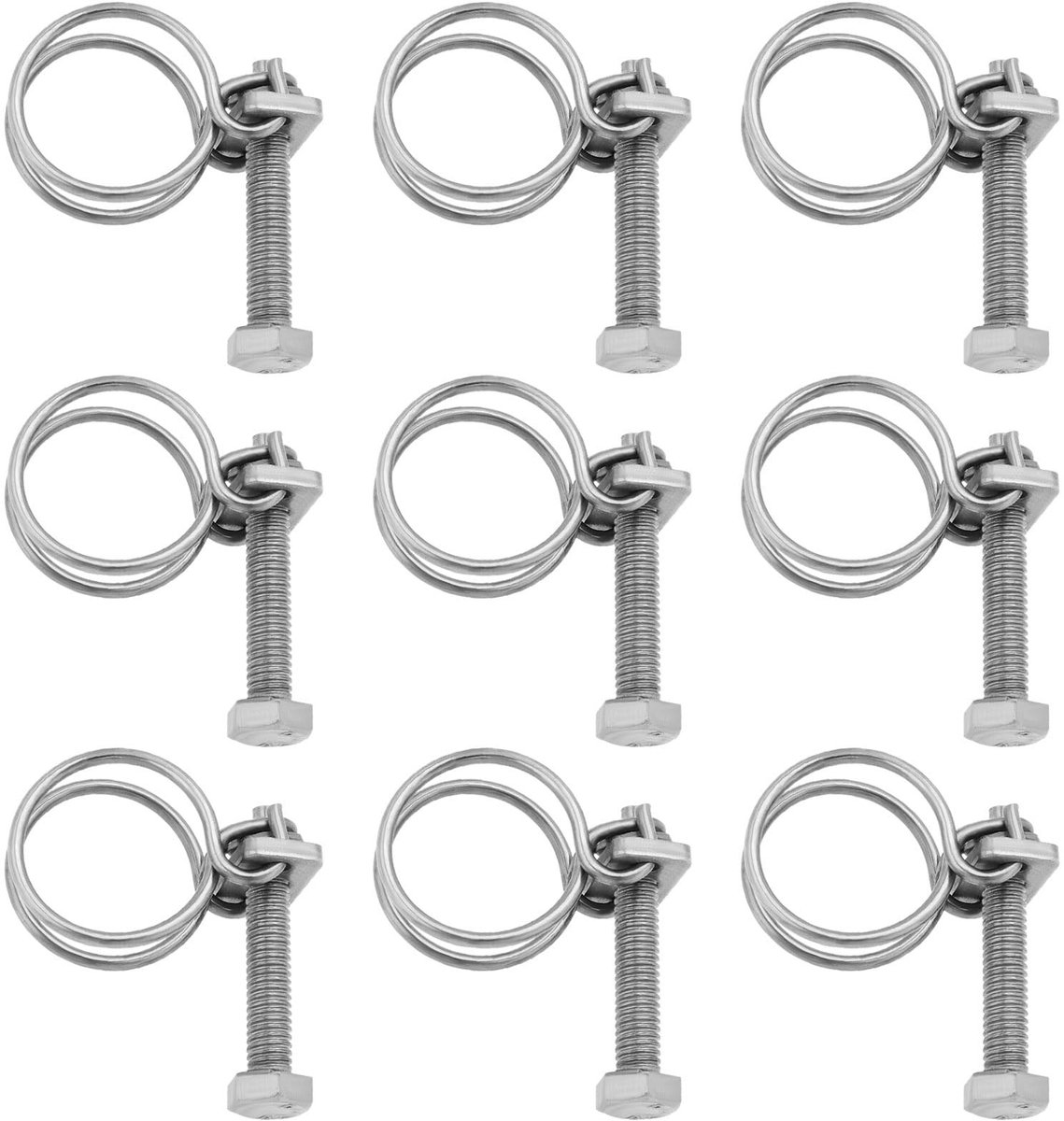 20 Stuks Verstelbare 18-22Mm Dubbele Draad Slangklemmen 201 Rvs Draad Klem Verstelbare Slang Hoepel Dubbele Draad Sanitaire Pijp Buis Klemmen