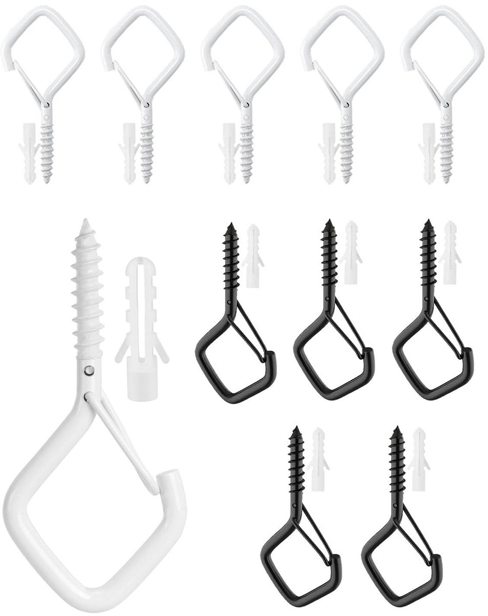 Dailygoods- Wandhaken 10 Stuks - Plafondhaken - Veiligheidsgesp - Roestvrij Staal - Duurzaam - Vinylcoating - Haak