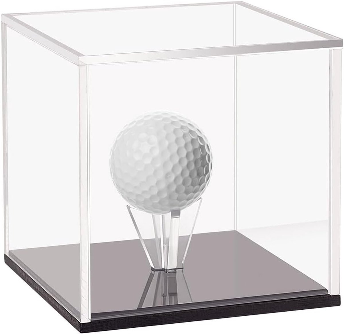 Acrylic Golf Ball Display - 7.5 x 7.5 x 7.5 cm Cube - Transparante Golfbal Case met Zwarte Basis - Opbergdoos voor Individuele Golfballen