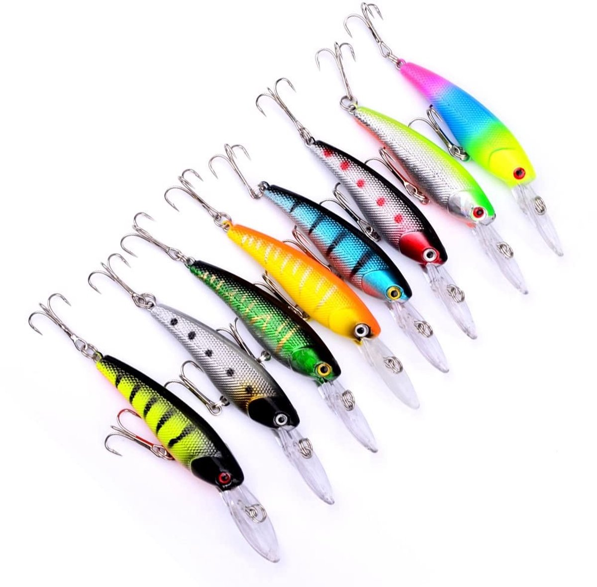 Dailygoods - Minnow Swimbait Bass forel kunstaas, 8 stuks, kunstaas Minnow realistisch baslokaas, aas met crankvissen voor forel, bar, zalm