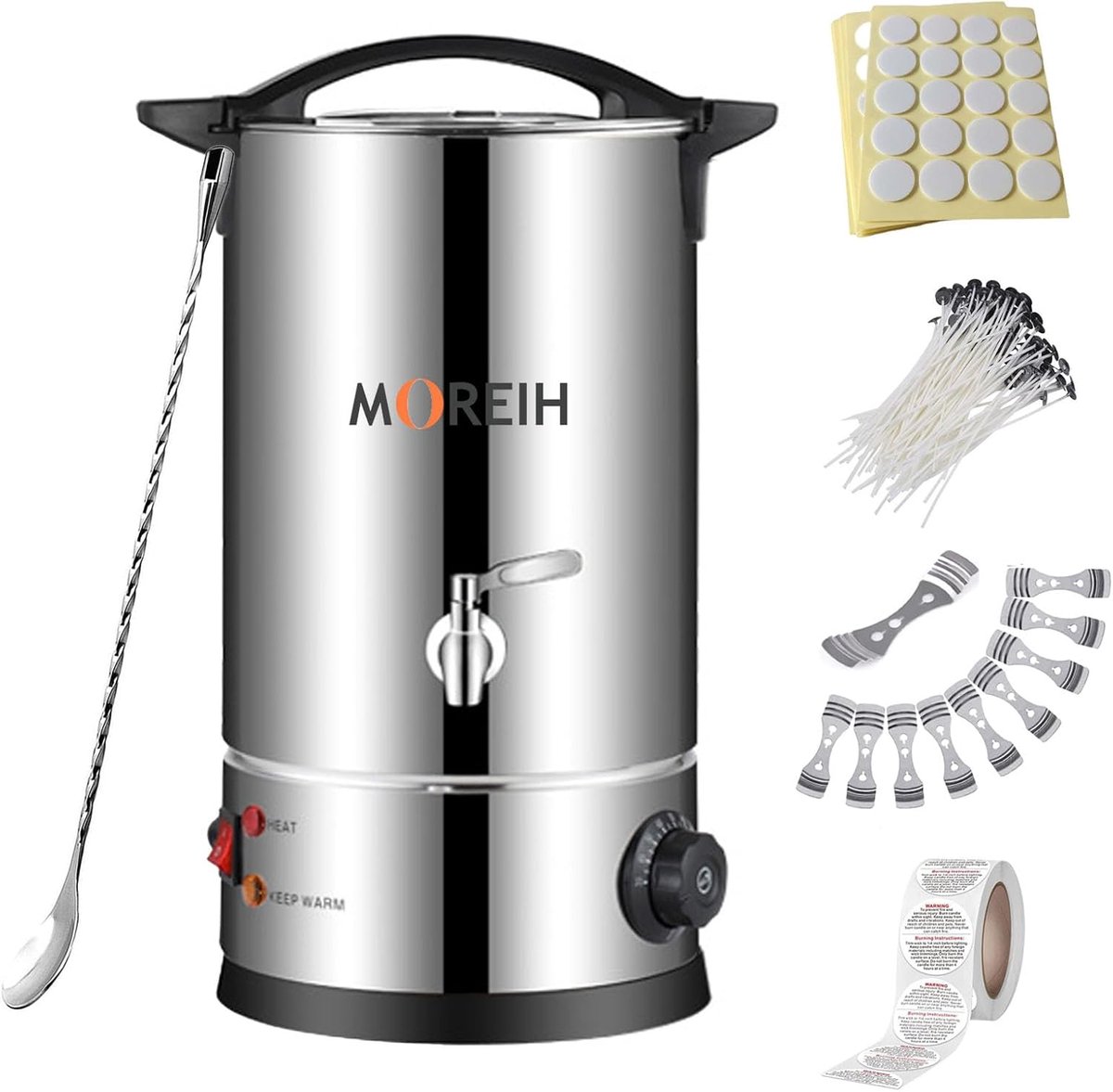 Wax Smelter - Kaarsen Smeltpot - Kaarsen Maken - Instelbare Temperatuur - 10 Liter - Zilver