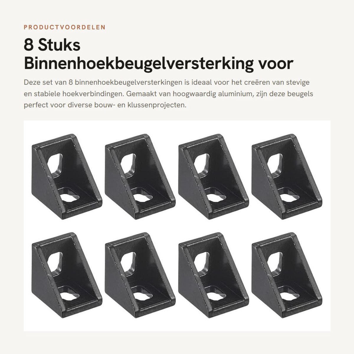 Dailygoods- Hoekverbinder 8 Stuks - L-vorm 20x20x17mm - Aluminium - Roestbestendig - Voor 2020/3030/4040 Profielen - Lange levensduur - Hoekbeugel