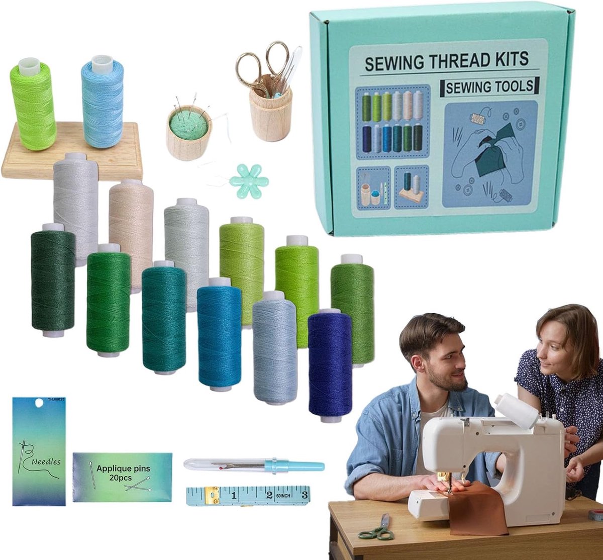 Naaiset - Naaispullen Handwerk - Repareren Stoffen - Veelzijdige Kleuren - 53 Delig - Assorti