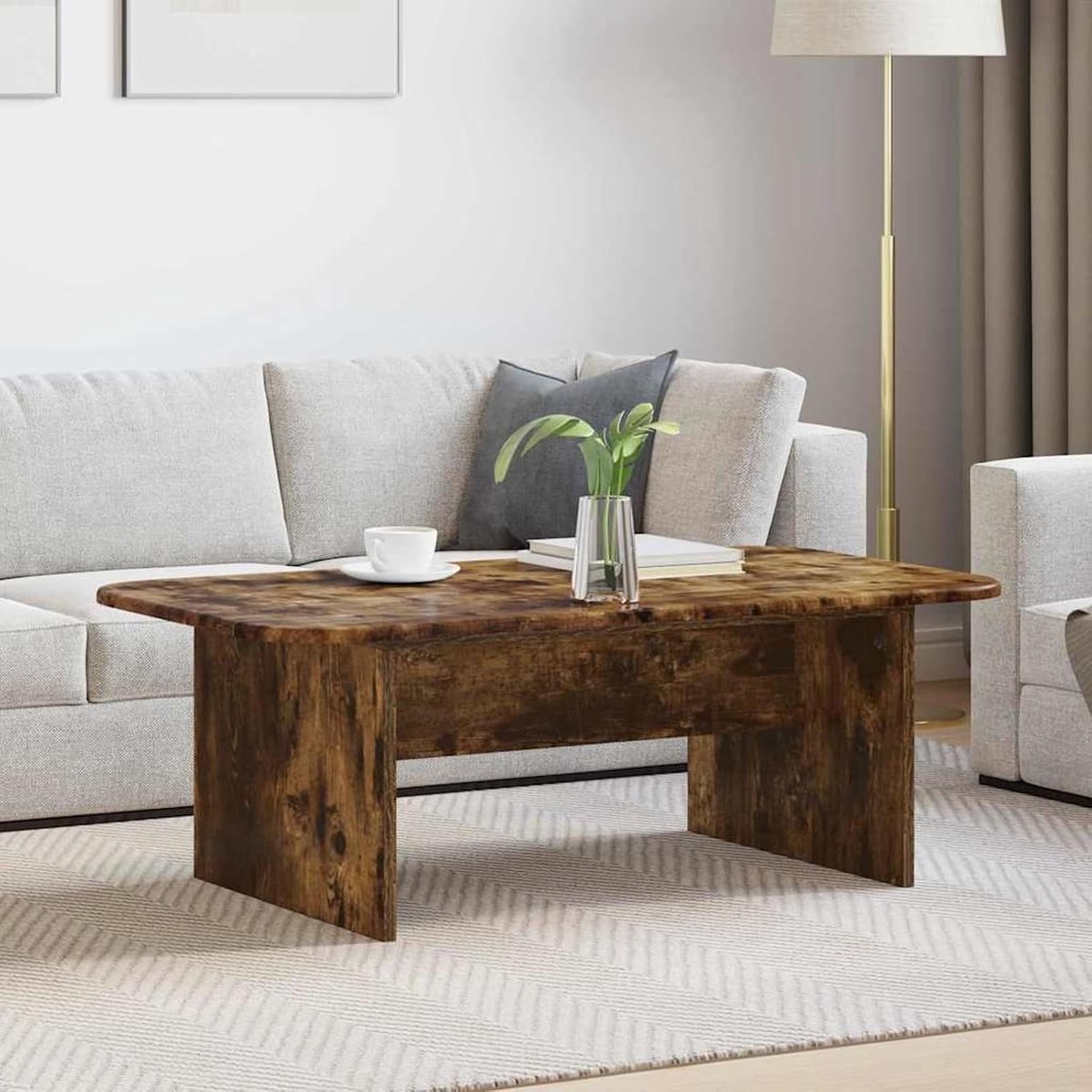 Salontafel - Koffietafel - Woonkamer Inrichten - Royale Opbergruimte - 93 x 53 x 33 cm - Gerookt eiken