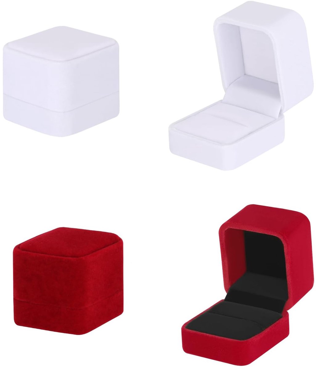 Dailygoods - 2 stuks Ringbox, Ringkastje Verloving, Juwelendoos van Samt voor Ringen, Oorbellen, Kleine Maat，Samt Sieradendoos voor Koppels, Huwelijksaanzoek