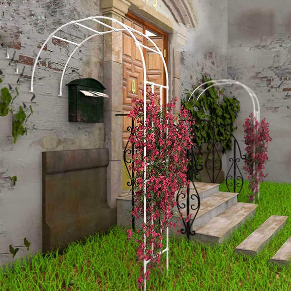 Tuinboog Metaal - Rozenboog Pergola - Planten Klimmen - Weerbestendig Ontwerp - 180x240cm - Wit