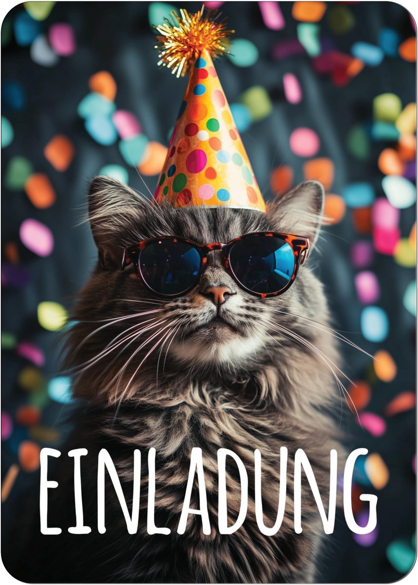 Dailygoods - Uitnodigingskaarten Kat - 12 Grappige Kaarten voor Verjaardagsfeest