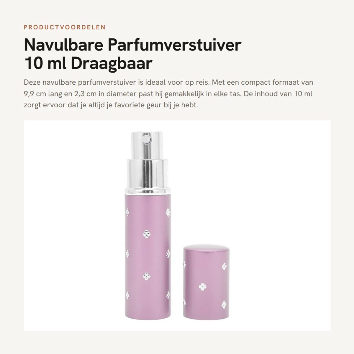 Dailygoods- Parfumverstuiver navulbaar 10 ml - Draagbare parfumfles - Reisverstuiver - Compact 9,9 cm - Inhoud 6 ml - Probleemloze navullingen