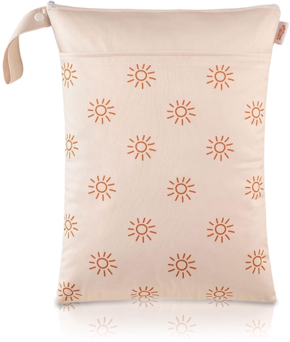 Dailygoods - Colexy Wetbag luiertas voor kleuterschool, groot, luiertas met ritssluiting, zwemspullen, natte zak, herbruikbaar, waterdicht, gepersonaliseerd, voor luiers, strand, beige, 20 x 18 x 2 cm, normaal