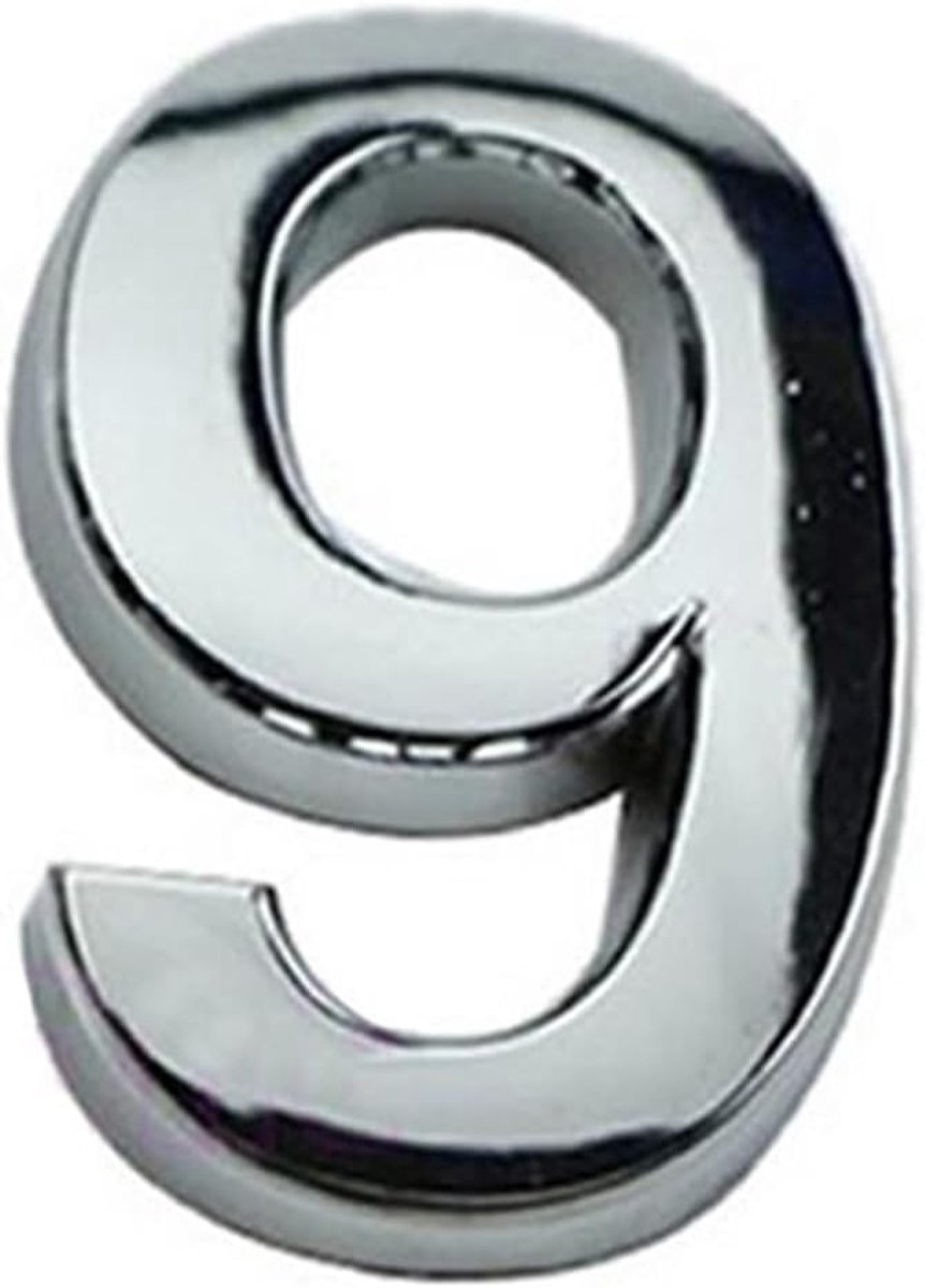 Huisnummer - Adrescijfer Deur - Adres Herkenning - Zelfklevend Metaal - 50 mm - Zilver