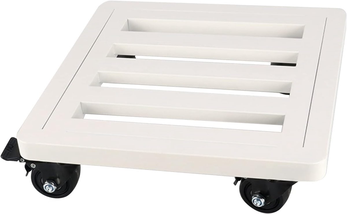 Plantenstandaard - Bloempot trolley - Planten verplaatsen - Zware lasten dragen - 40 cm diameter - Wit