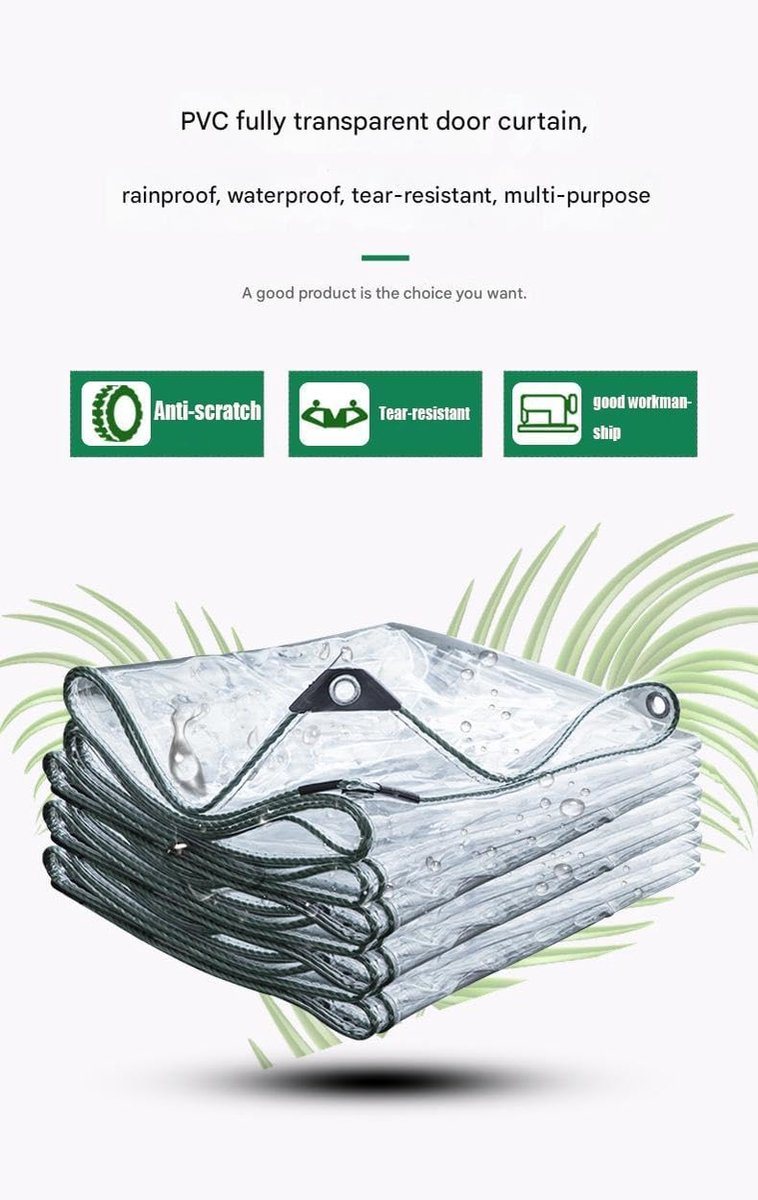 Transparant Zeildoek - Waterdicht PVC - Buiten Afdekken - UV-Bestendig Heavy Duty - 140x250cm - Transparant