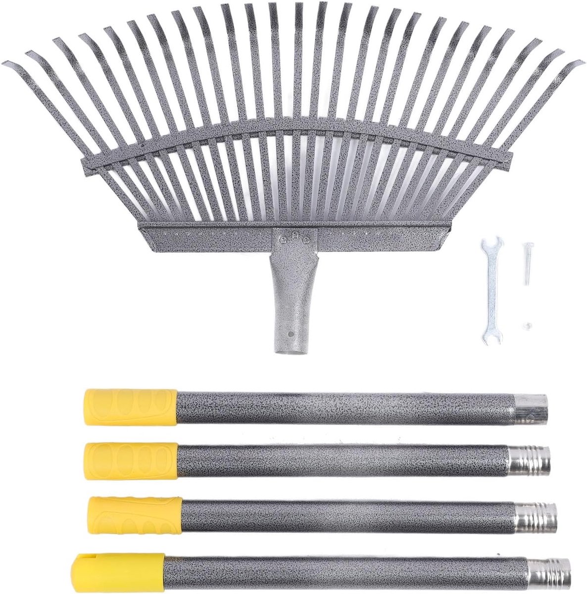 Brede Bladhark - Tuinhark - Gazon Opruimen - Verstelbare Lengte - 24 Inch Breed - Zilver